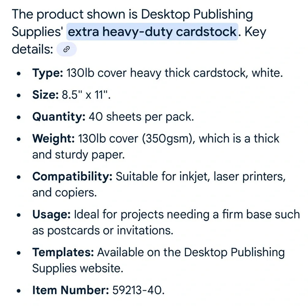 EXTRA THICK & HEAVY White Silk Matte Card-Stock Paper 8.5”x11” 130 lbs 34 Sheets